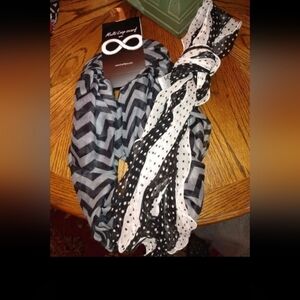 Two Black And White Scarfs